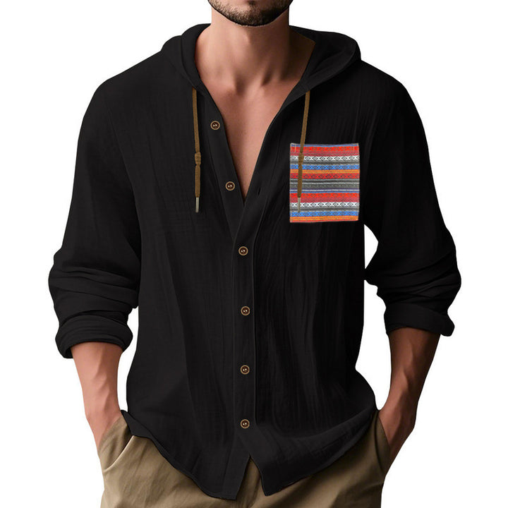 Casual hooded jacket for men with colorful pattern and practical buttons Lune London