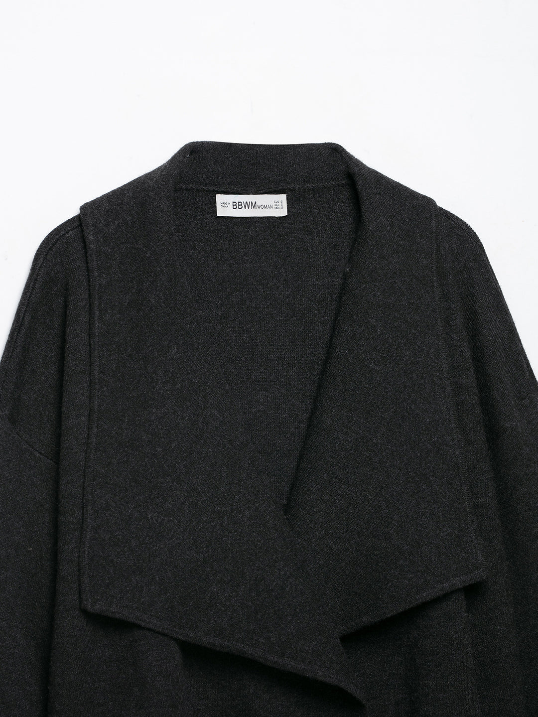 Women's short cut open wool blend cardigan with large shawl collar and boxy cropped silhouette Amarae