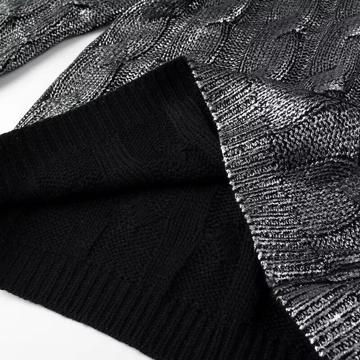 Women Oversized Cable Knit Sweater with Round Neck and Ribbed Cuffs Amarae