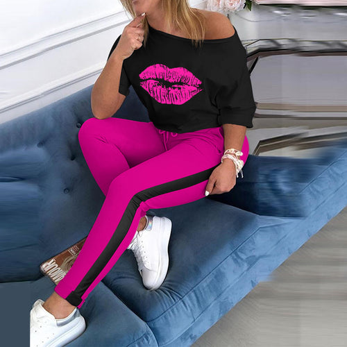 Women's sporty jogger pants with contrasting side inserts Amarae