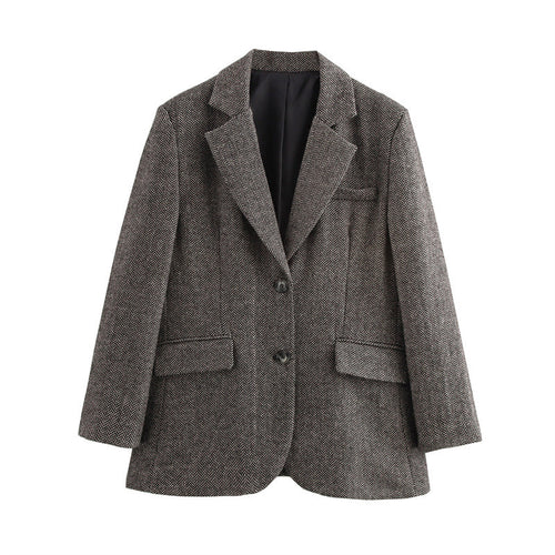 Elegant blazer jacket for women with textured herringbone pattern Amarae