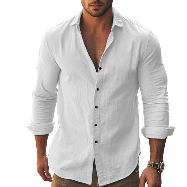 Men's Elegant Long Sleeve Shirt with Modern Collar and High-Quality Cotton Texture Lune London