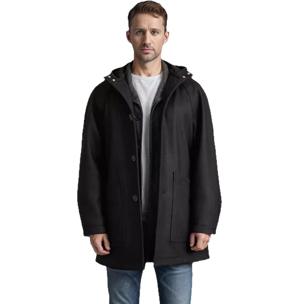 Elegant and comfortable quilted jacket for men with hood Lune London