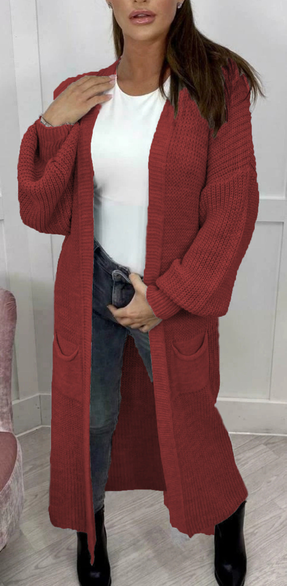 Ladies' knitted coat with deep pockets and modern details Lune London