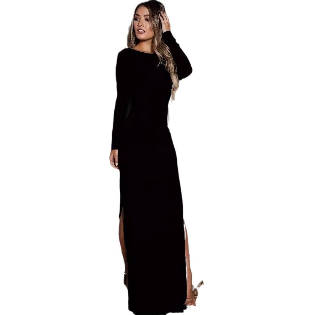 Maxi dress for women with elegant slit and fitted top Lune London