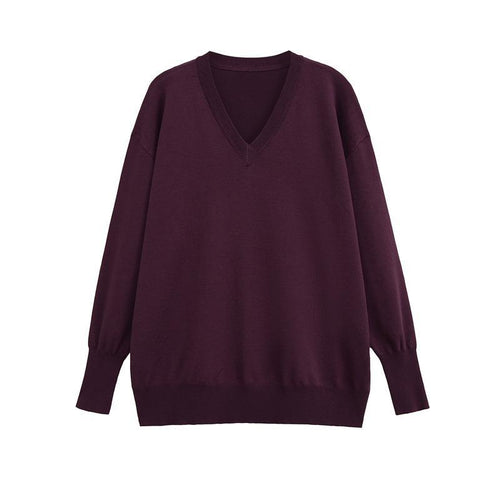 Knitted V-neck sweater for women with wide sleeves and comfortable fit Amarae