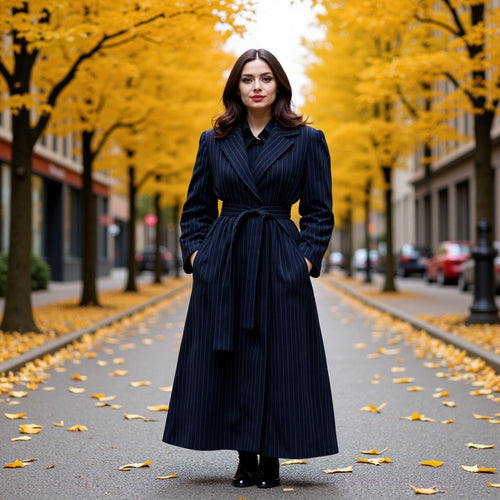 Manteau élégant pour dames avec large col et ceinture Chic & Stil