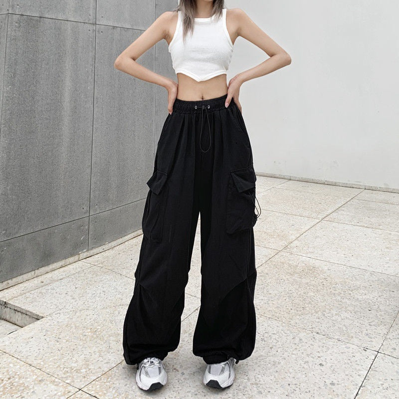 Women's cargo pants with practical side pockets and elastic waistband