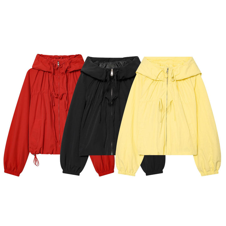 Women's lightweight cropped hoodie jacket with drawstring and zipper Amarae
