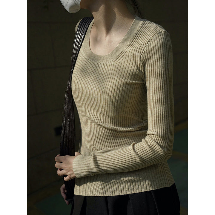 Women's Fitted Ribbed Long Sleeve Shirt made from Sustainable Cotton Blend Amarae