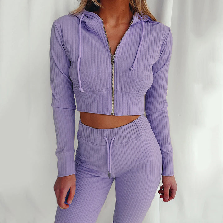 Dames Ensemble de Crop Top Sportif et Leggings Chic & Stil