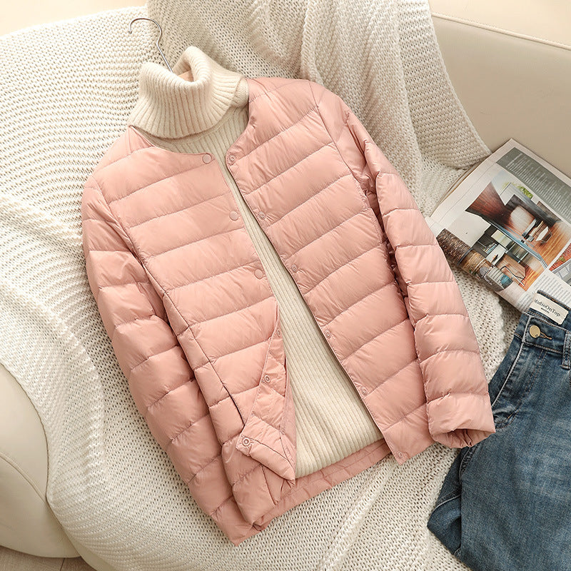 Women Ultra-Lightweight Quilted Jacket without Collar, Packable Thermal Jacket for Travel and Everyday Amarae