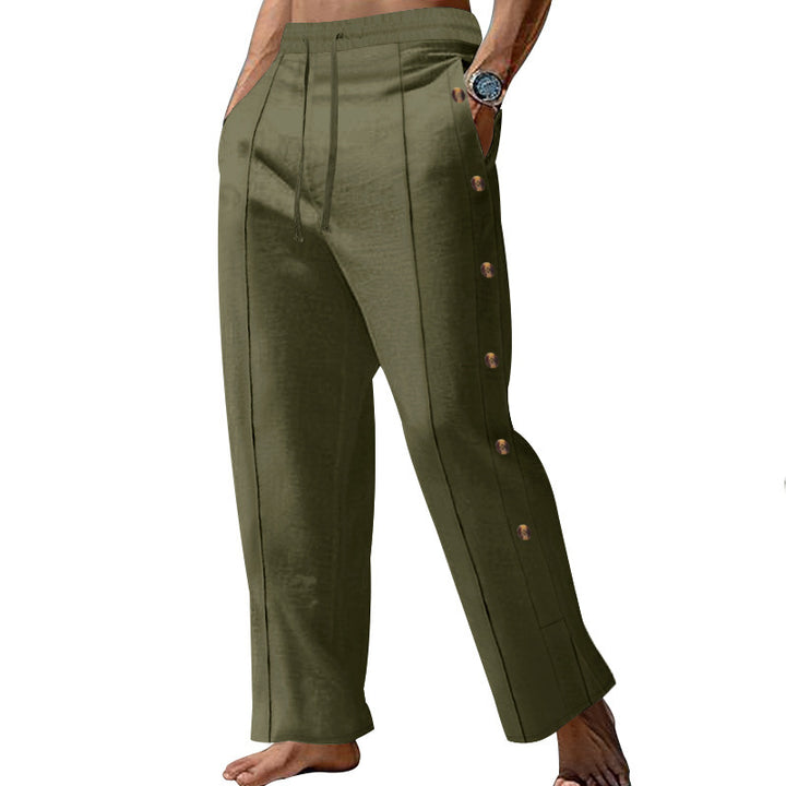 Casual summer pants for men with side buttons and elastic waist Lune London