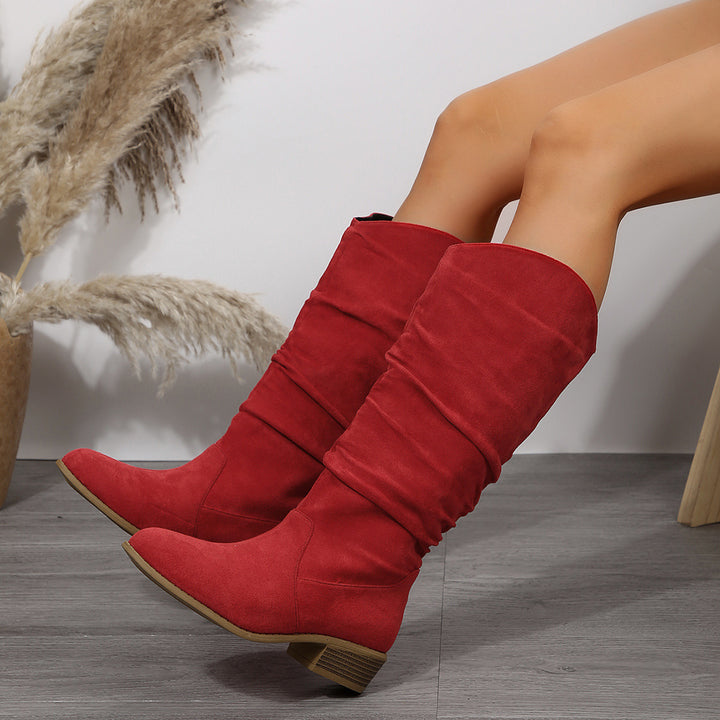 Knee-high women's boots with stylish design and comfortable block heel Lune London