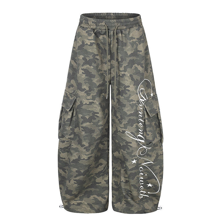 Women's Wide Cargo Palazzo Pants with Drawstring Waistband, Adjustable Hem, and Cargo Pockets Amarae