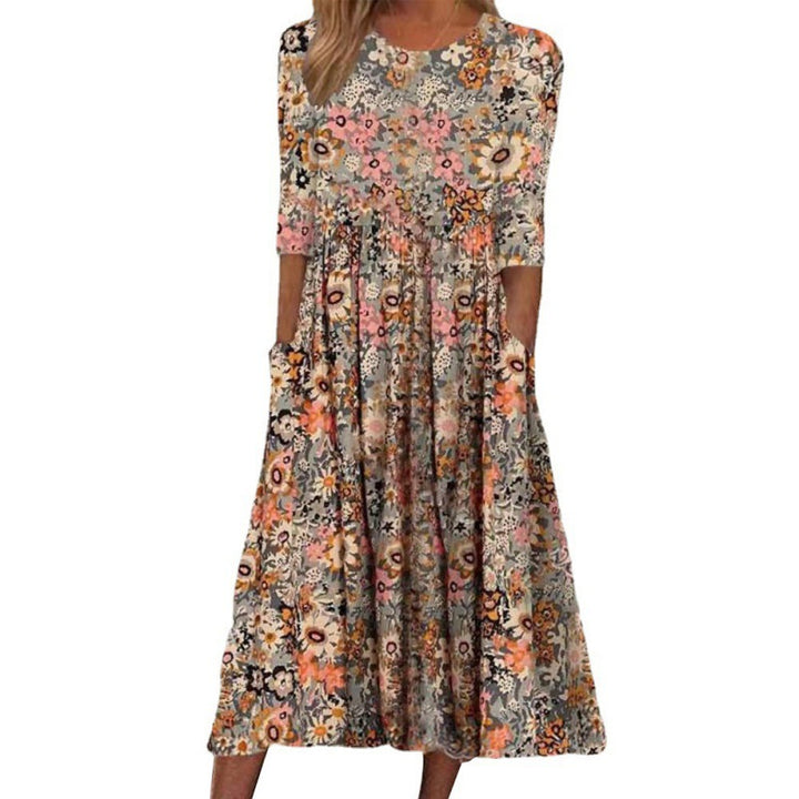 Lune London Casual floral print maxi dress for women with practical pockets