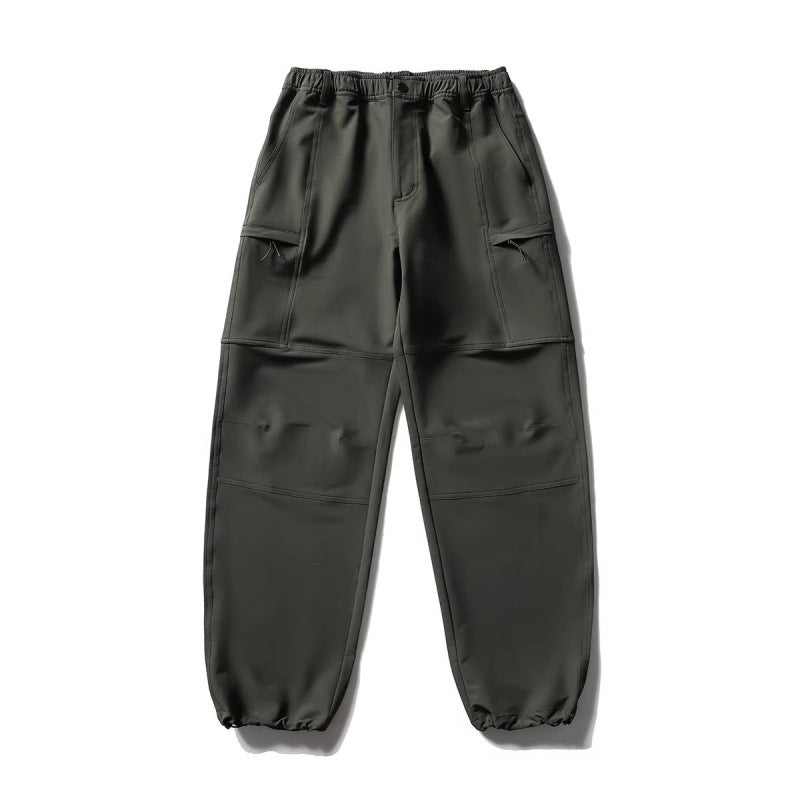 Men's Technical Cargo Casual Pants with Elastic Waistband, Knee Panels, and Zipper Pockets Amarae