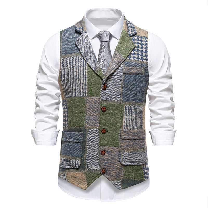 Men's waistcoat in modern patchwork design with practical pockets Amarae