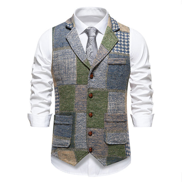 Men's waistcoat in modern patchwork design with practical pockets Amarae