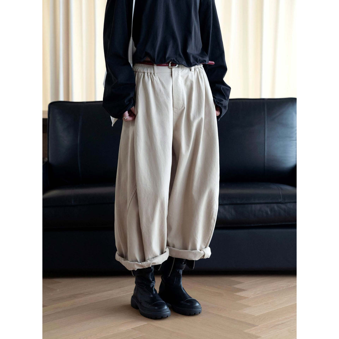 Women's voluminous pleated wide-leg trousers with high waist and cuff Amarae