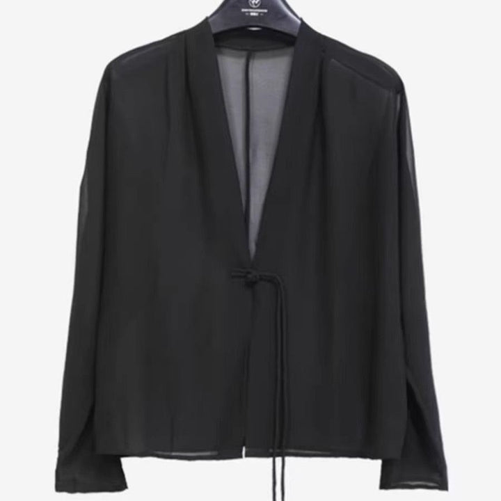 Blouse transparente pour femme avec ceinture à nouer romantique Chic & Stil
