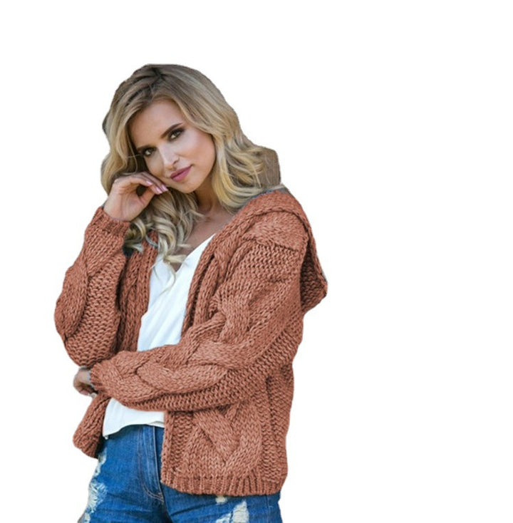 Cardigan en tricot épais pour femmes avec capuche et design asymétrique Chic & Stil