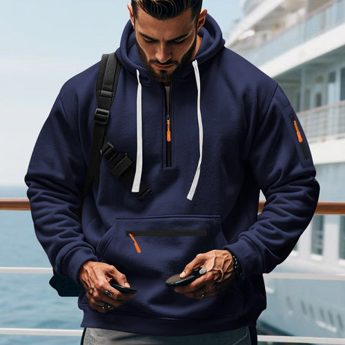 Men's sporty hoodie with zipper and practical pockets Amarae