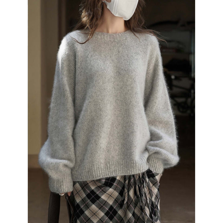 Women Fluffy Oversize Mohair-Optics Sweater with Ribbed Cuffs Amarae