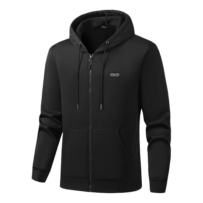 Herren Kapuzensweatjacke mit Fleecefütterung, durchgehendem Reißverschluss und Kängurutaschen Drune