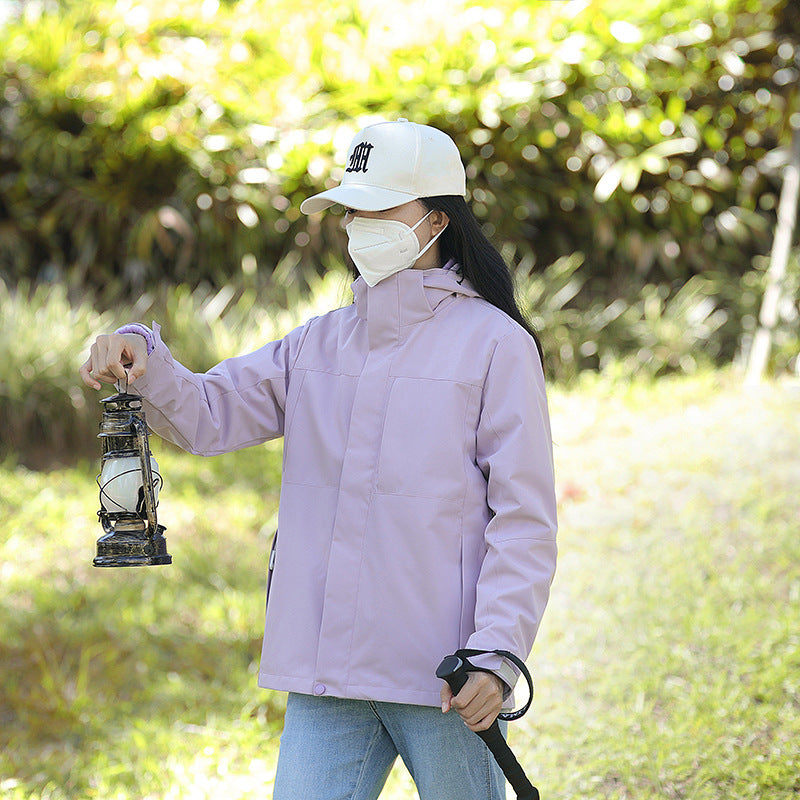 Unisex Waterproof Trekking Softshell Jacket with High Collar and Light Thermal Lining Amarae