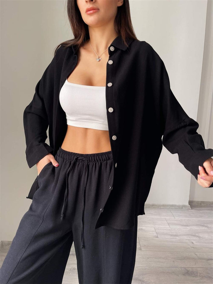 Tenue d'été décontractée pour femmes avec blouse surdimensionnée et pantalons larges Lune London