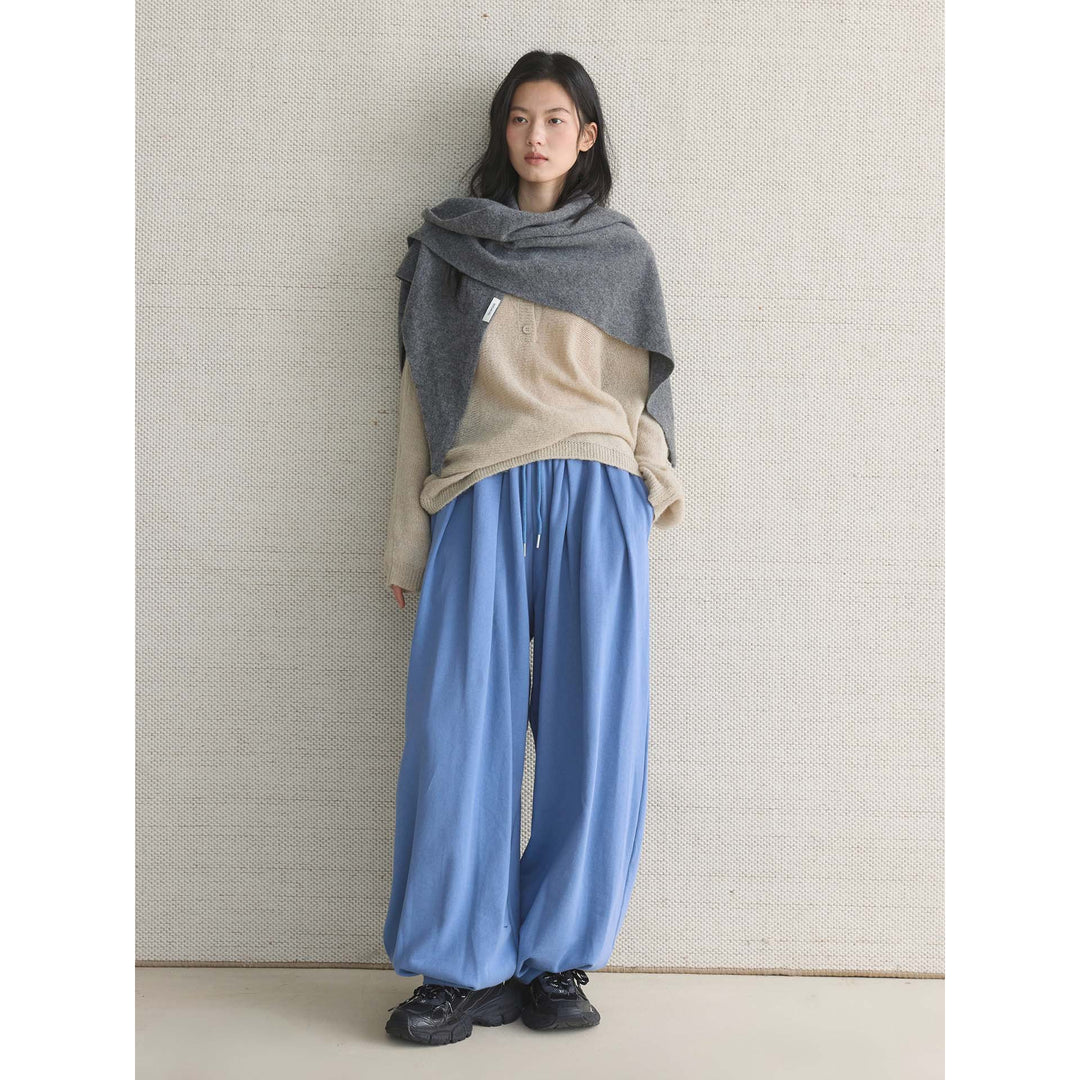 Women Extra Wide Sweat Palazzo Pants made of French Terry with Drawstring