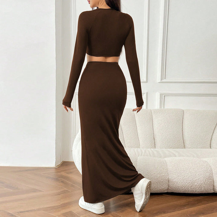 Ensemble de tee-shirt court et de jupe maxi à volants pour femmes Chic & Stil