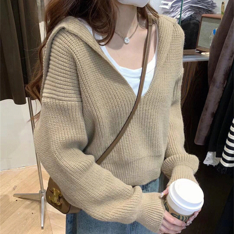 Ladies oversized V neck hoodie sweater Lune London