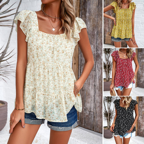 Aire blouse for women with ruffle details and floral pattern Amarae