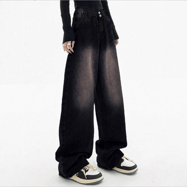Women's High-Waisted Baggy Jeans made of Denim with Extra Wide Leg and Used-Fade Amarae