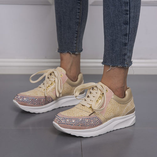 Women's sneakers with sparkling rhinestones and a stylish metallic surface Amarae