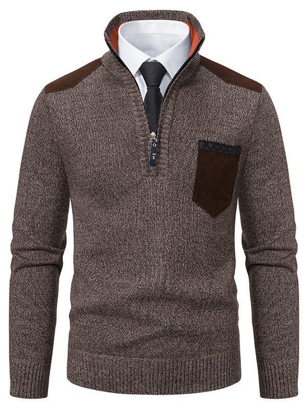 Fashionable men's pullover with short zipper and elegant details Lune London