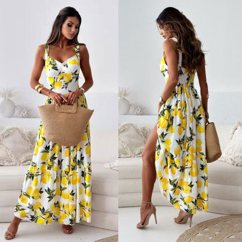 Ladies Printed Lemon Maxidress Amarae