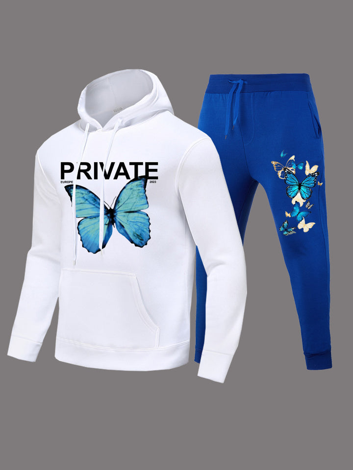 Women's hoodie and jogger pants set with colorful butterfly print Lune London