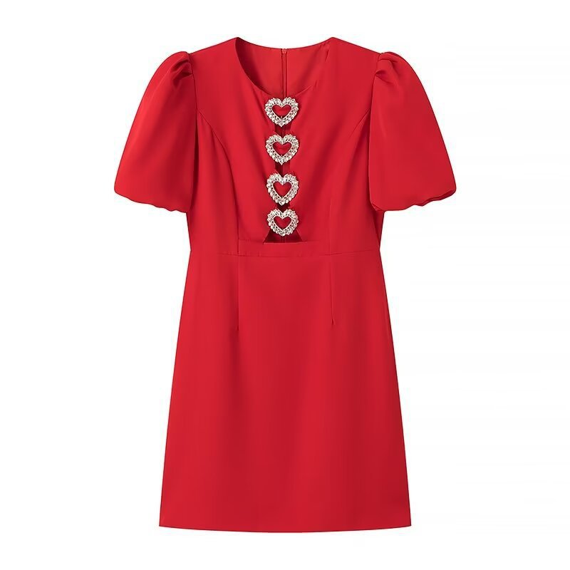 Robe de soirée élégante pour femmes avec manches bouffantes et nœuds décoratifs Chic & Stil