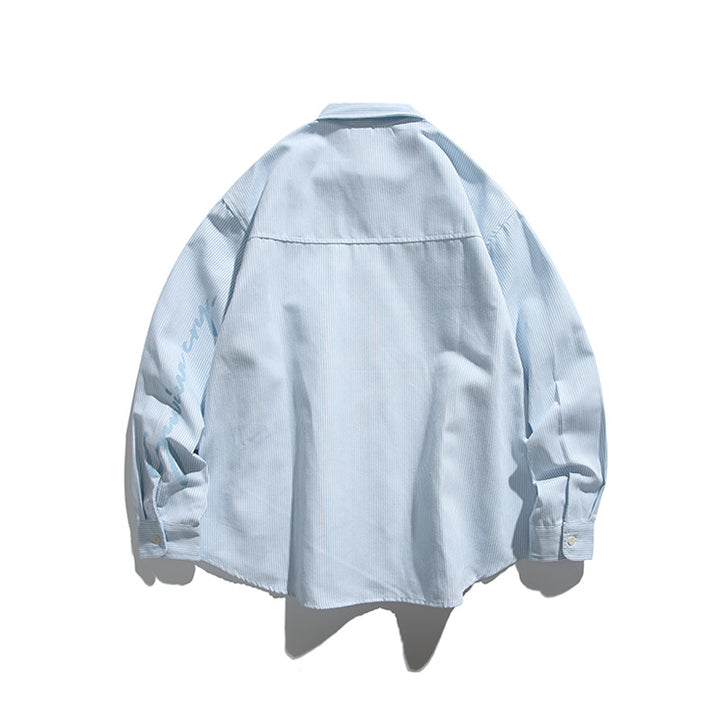 Unisex Oversize Stripe Shirt in Boxy Cut with Chest Pocket and Classic Kent Collar Amarae