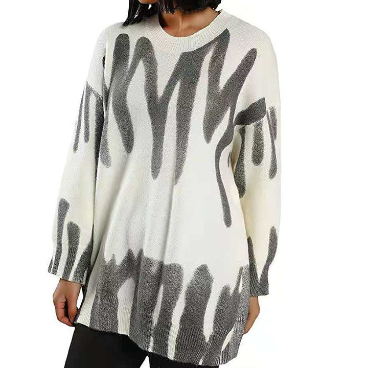 Ladies modern knitted sweater with dynamic graphic design Lune London