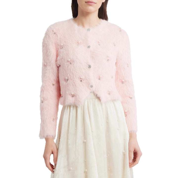 Women luxurious fleece jacket with decorative appliqués Lune London