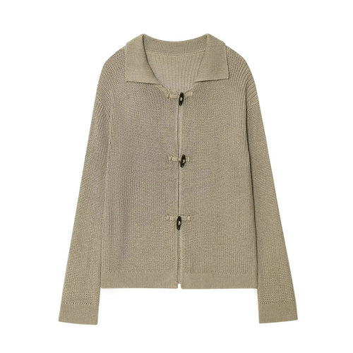 Women's knit jacket with elegant buttons and textured surface Amarae