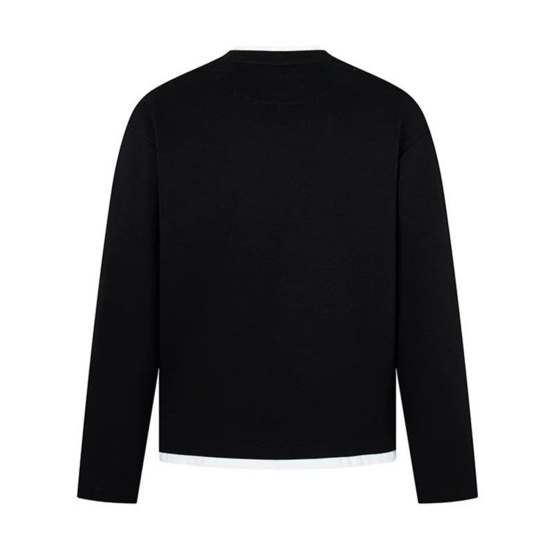 Men's Long-Sleeve Henley Layer Shirt with Contrasting Inner Collar and Modern Regular Fit Amarae