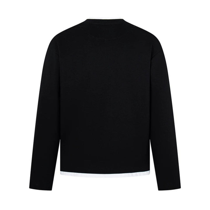 Men's Long-Sleeve Henley Layer Shirt with Contrasting Inner Collar and Modern Regular Fit Amarae