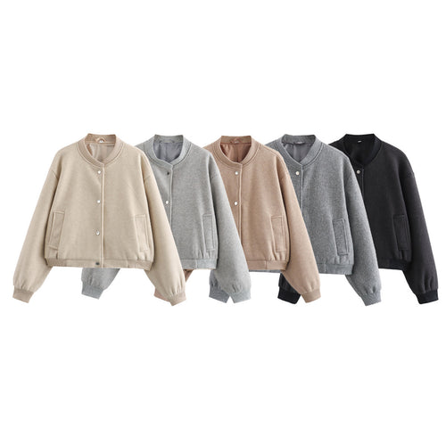 Casual bomber jacket for women in high-quality wool blend with practical pockets Amarae