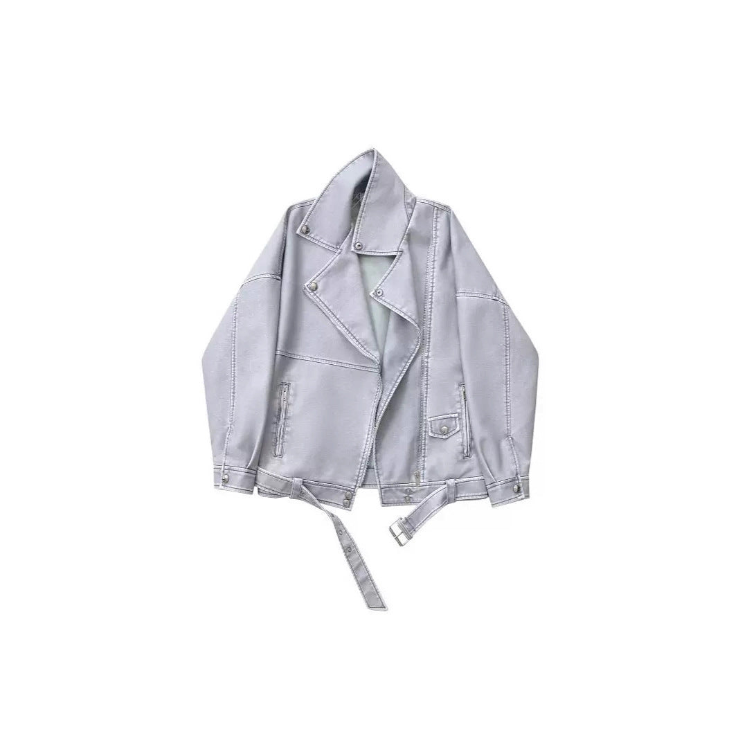 Women's motorcycle jacket in faux leather with unique cut Lune London