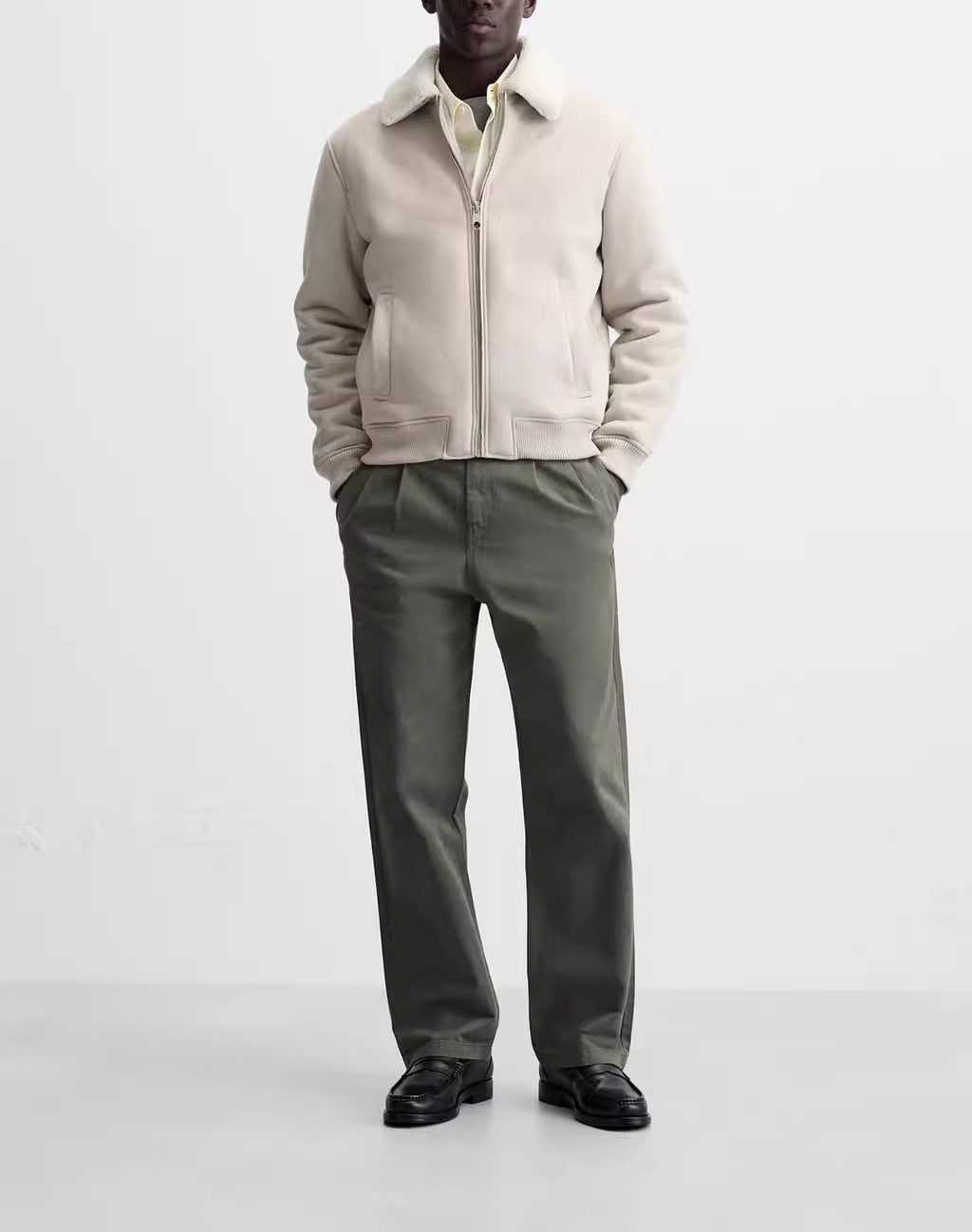 Men's bomber jacket with teddy collar and zipper Amarae